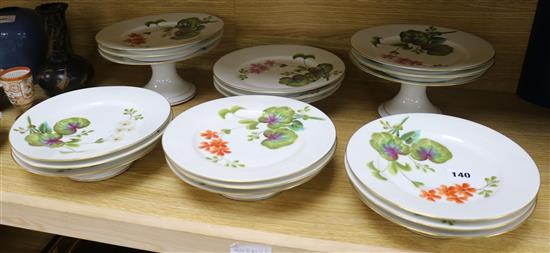 An Edwardian floral dessert set